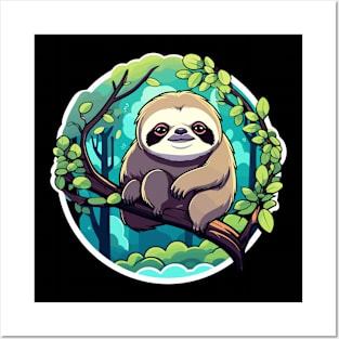 Sloth Illustration Posters and Art